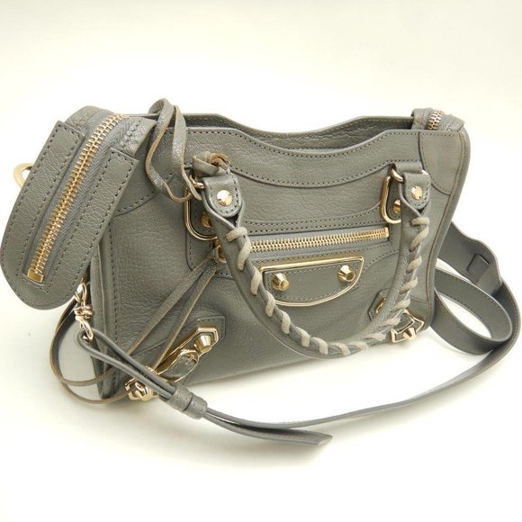 Balenciaga Mini City Bag Shoulder Bag Leather Gray - Picture 2 of 9